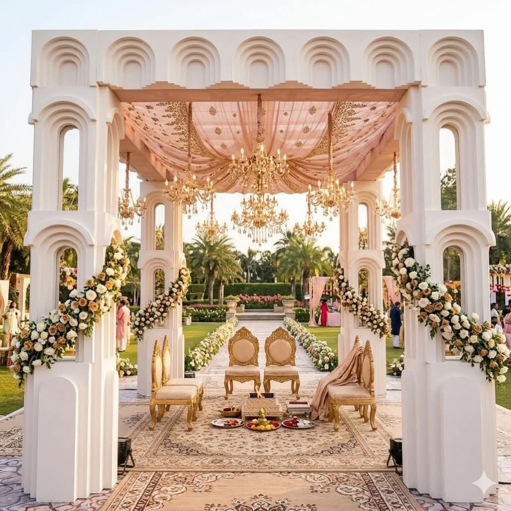 Elegant outdoor wedding ceremony setup